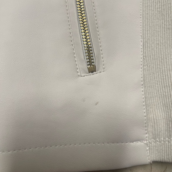 White Faux Leather Jacket with Floral Embroidery EUC - Picture 16 of 16